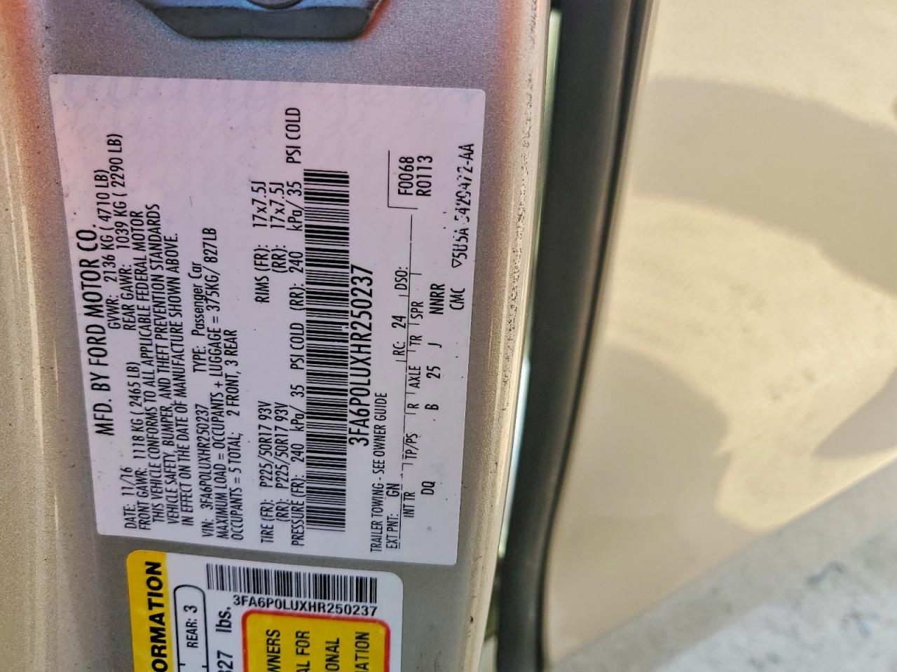 2017 FORD FUSION SE HYBRID photo 12