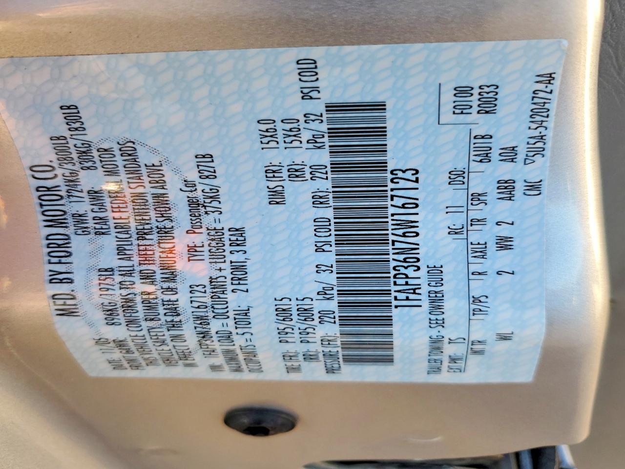 2006 FORD FOCUS ZXW photo 12