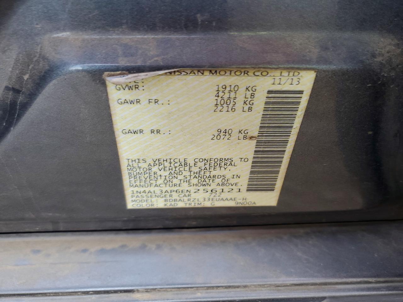 2014 NISSAN ALTIMA 2.5 photo 12