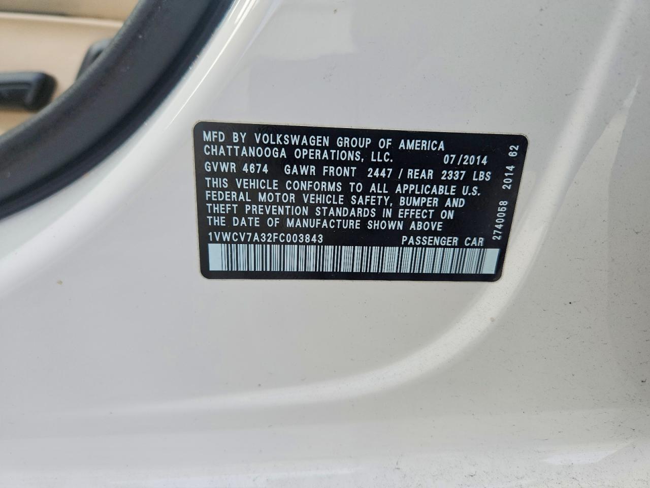 2015 VOLKSWAGEN PASSAT SEL photo 12