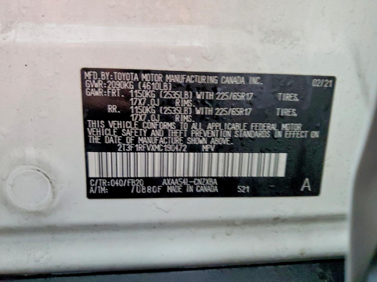 2021 TOYOTA RAV4 LE photo 14