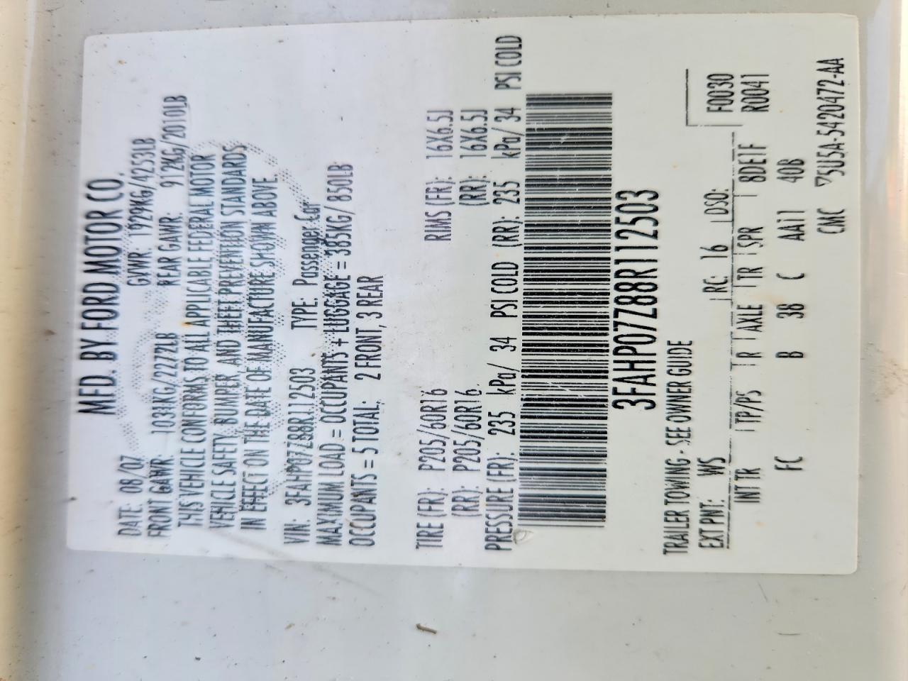 2008 FORD FUSION SE photo 13
