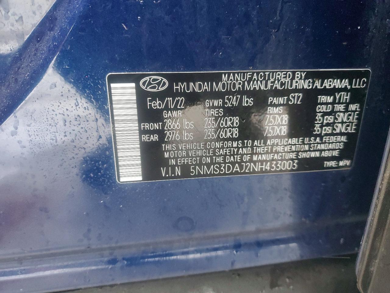 2022 HYUNDAI SANTA FE SEL photo 14