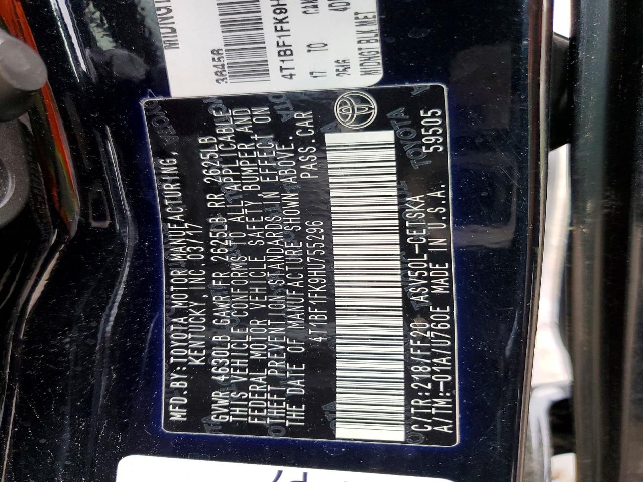 2017 TOYOTA CAMRY LE photo 12