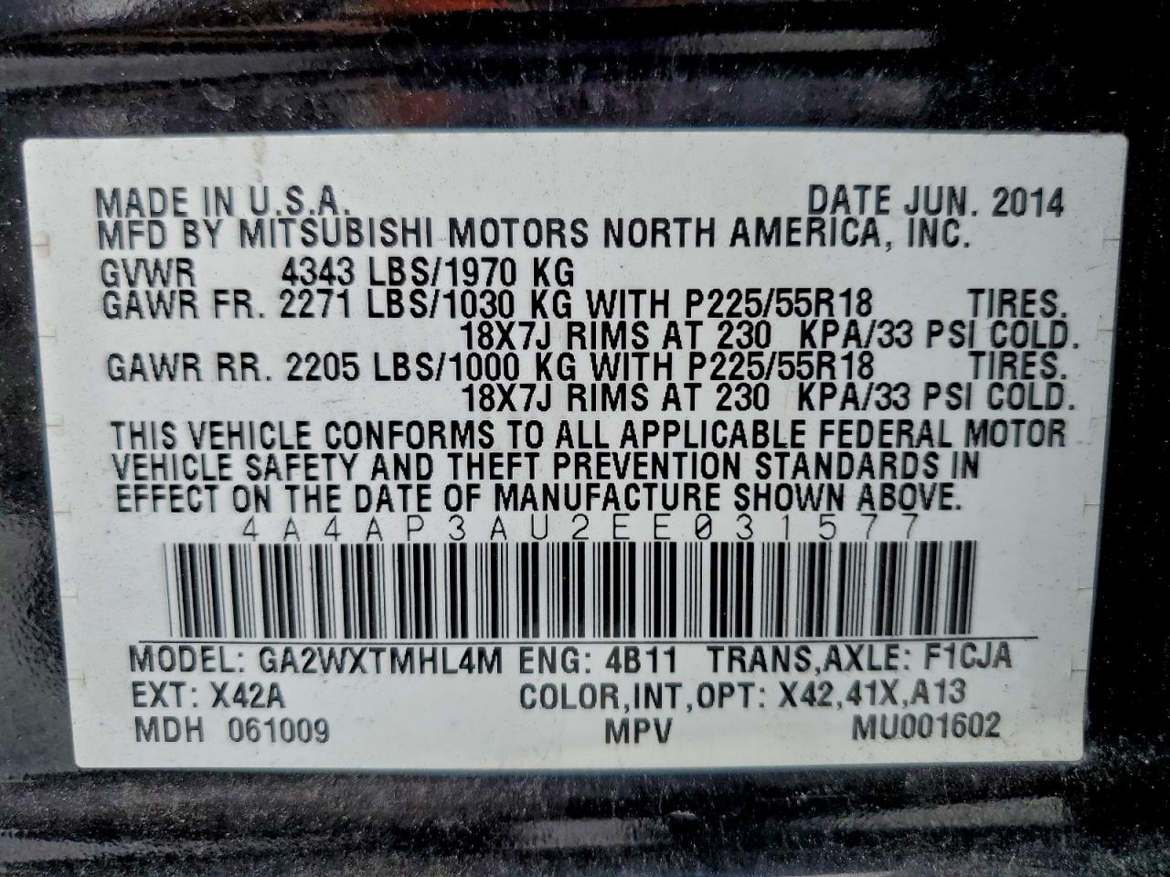 2014 MITSUBISHI OUTLANDER SPORT ES photo 13