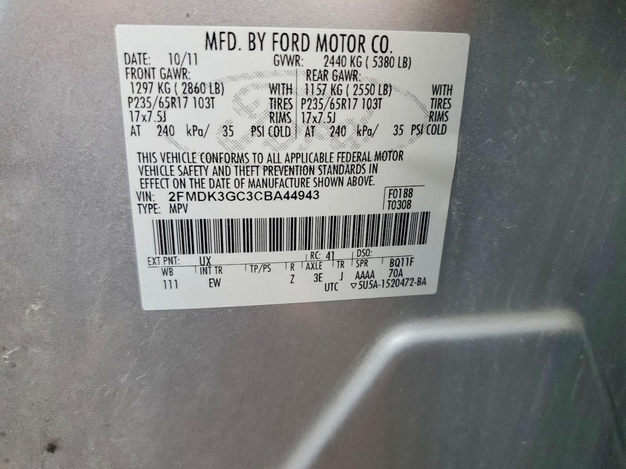 2012 FORD EDGE SE photo 13