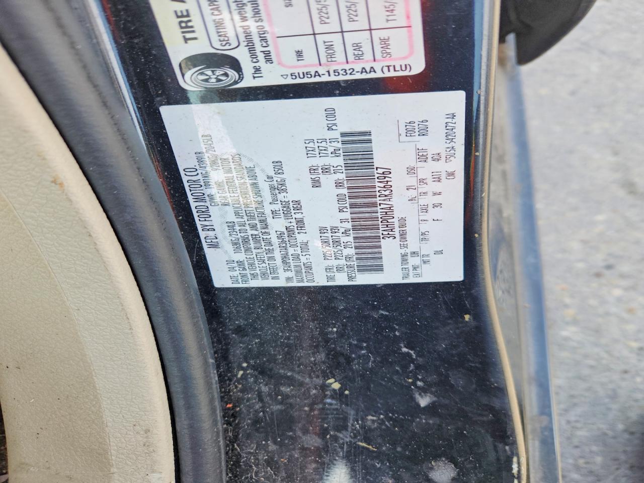 2010 FORD FUSION SE photo 13