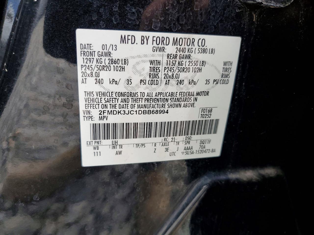 2013 FORD EDGE SEL photo 13