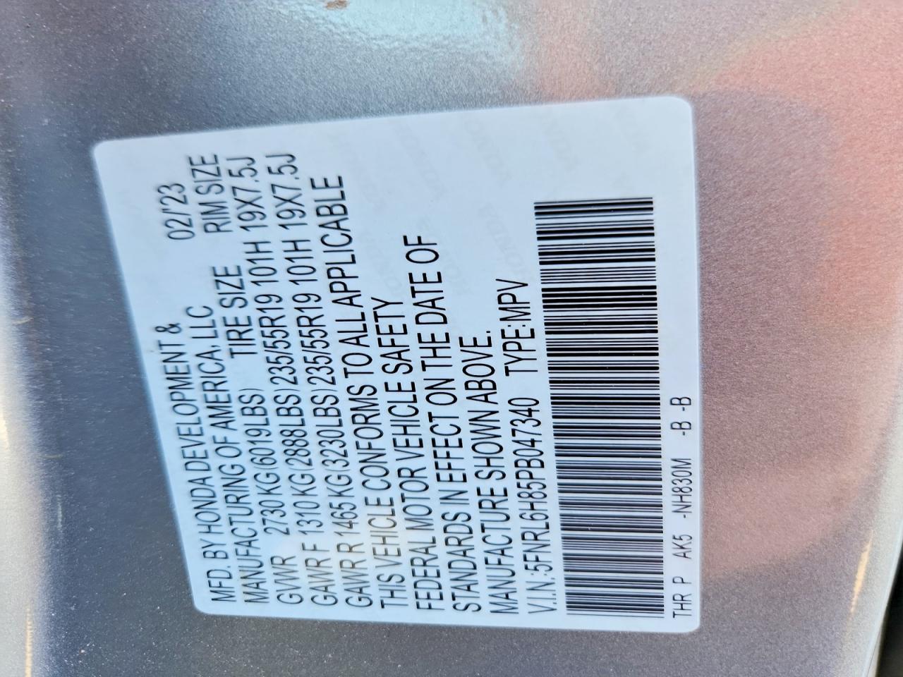 2023 HONDA ODYSSEY TOURING photo 13