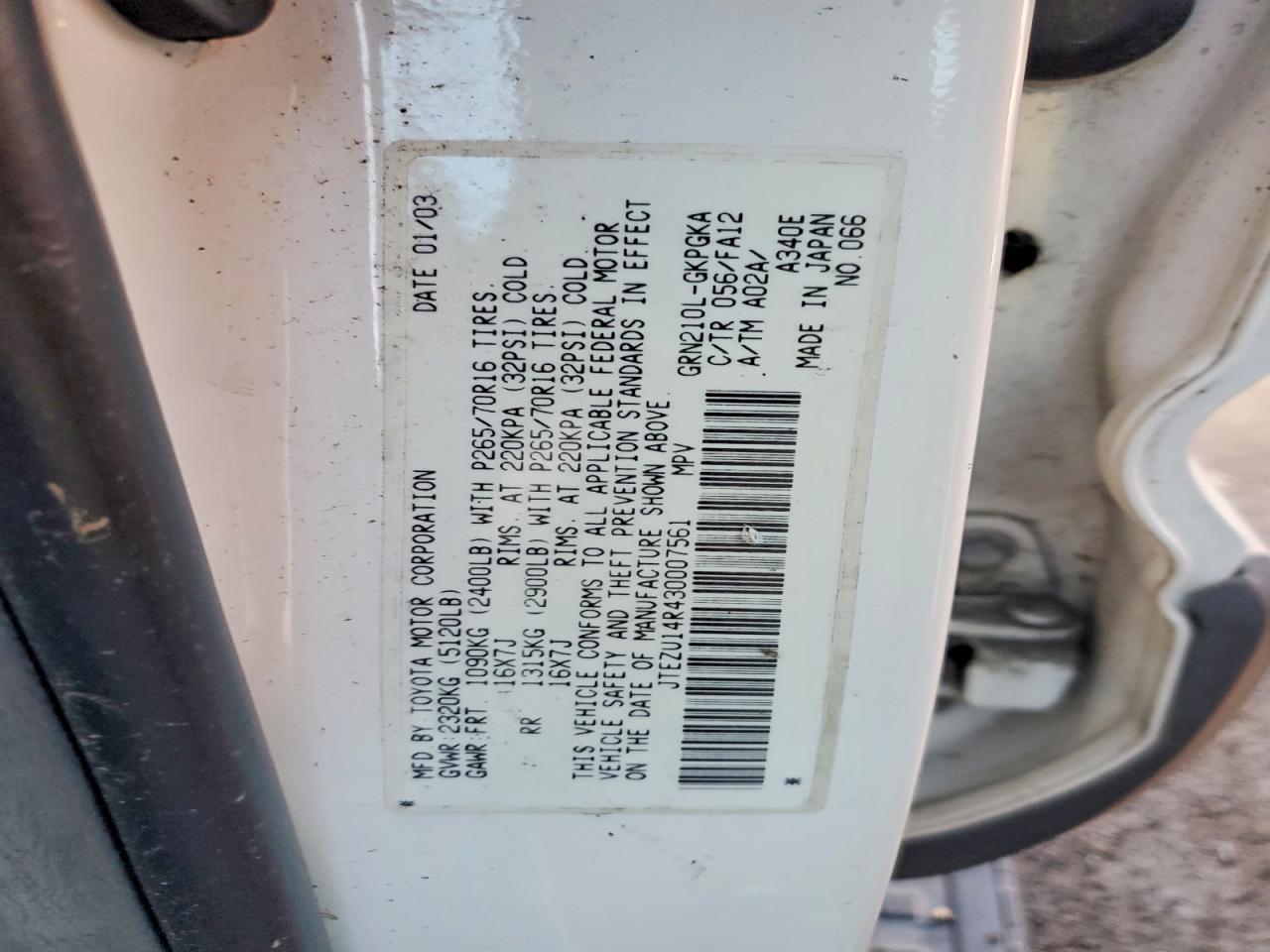 2003 TOYOTA 4RUNNER SR5 photo 12
