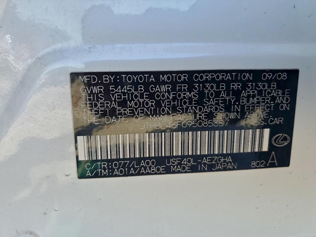 2009 LEXUS LS 460 photo 12