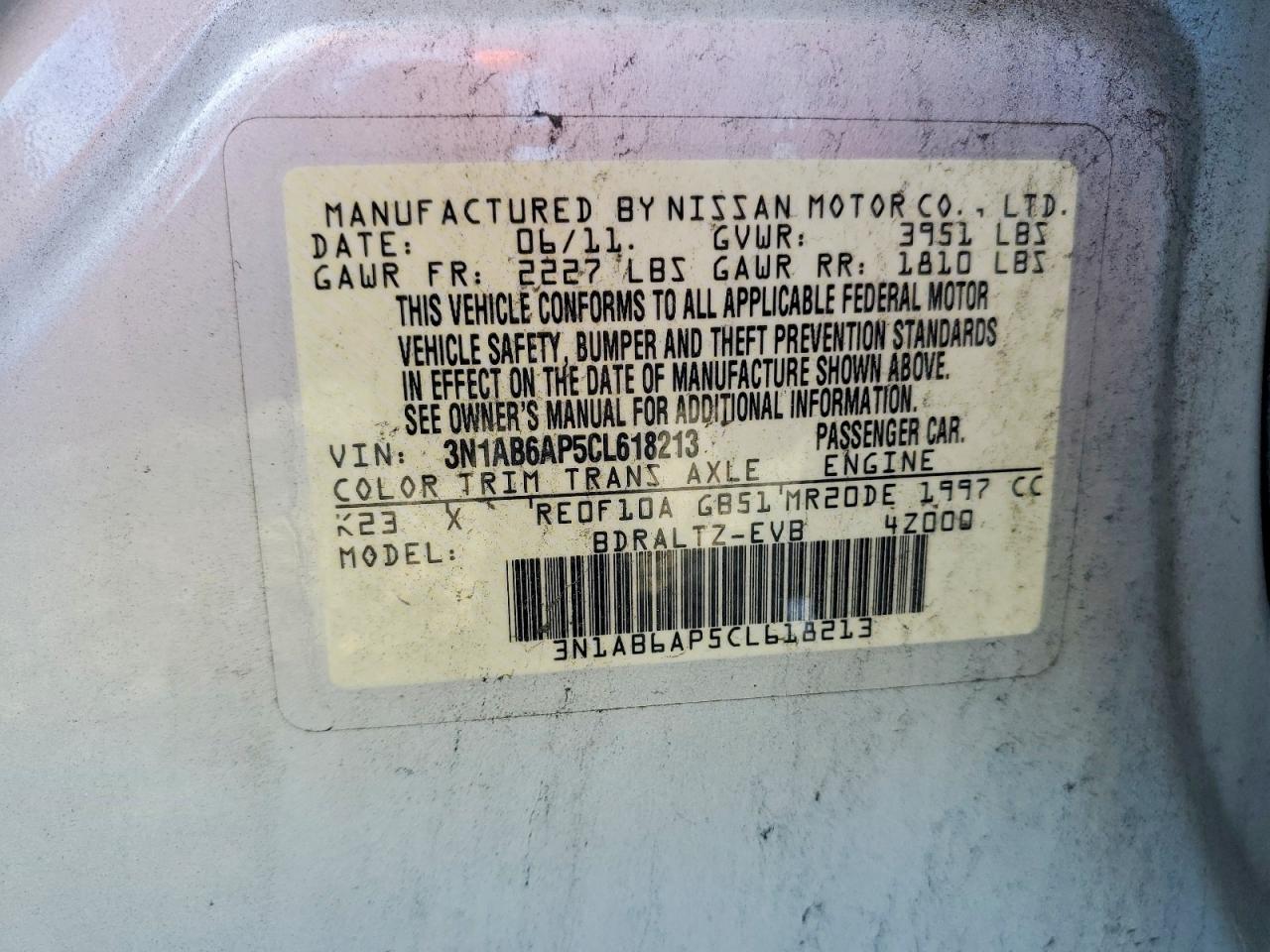 2012 NISSAN SENTRA 2.0 photo 12