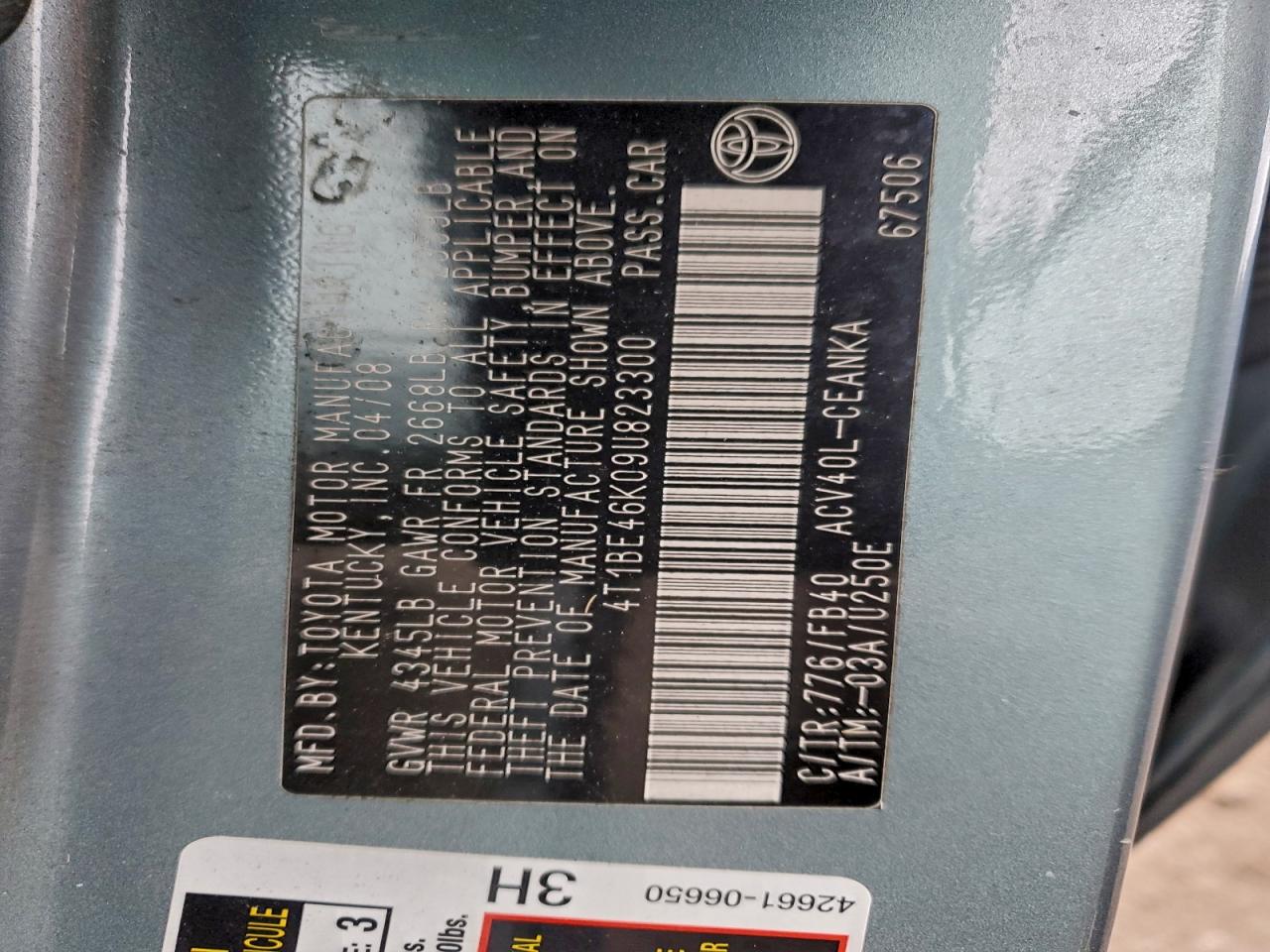 2009 TOYOTA CAMRY BASE photo 12