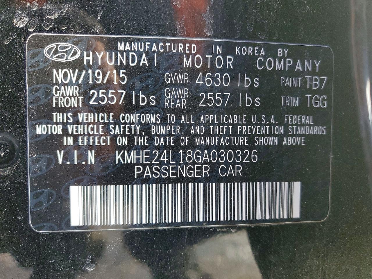 2016 HYUNDAI SONATA HYBRID photo 12