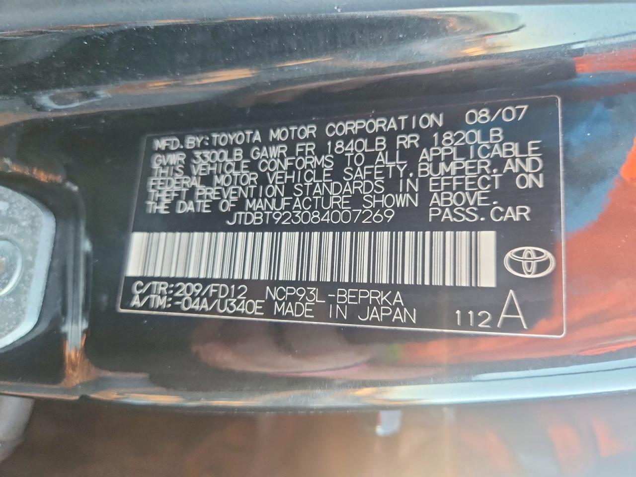 2008 TOYOTA YARIS photo 12