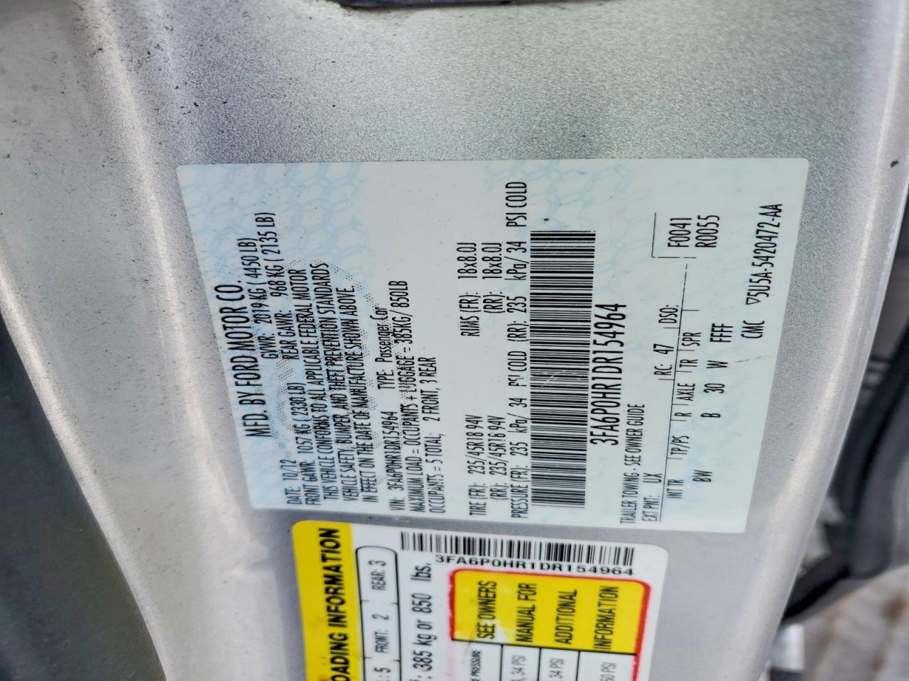 2013 FORD FUSION SE photo 12