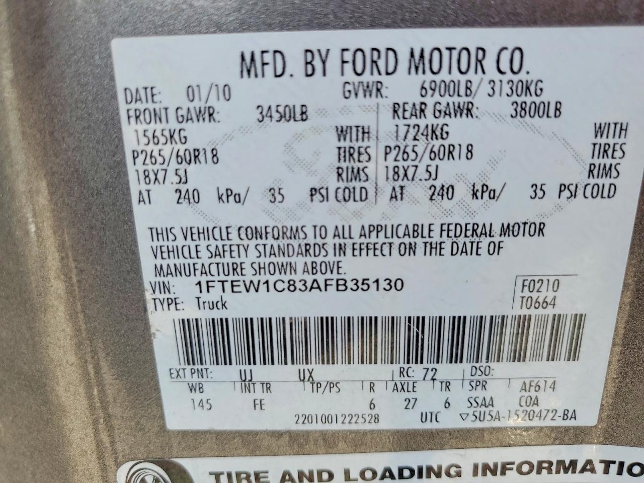 2010 FORD F150 SUPERCREW photo 13