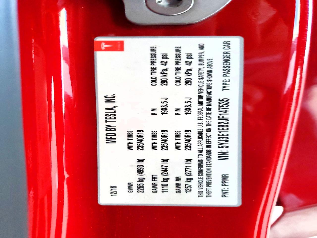 2018 TESLA MODEL 3 photo 13