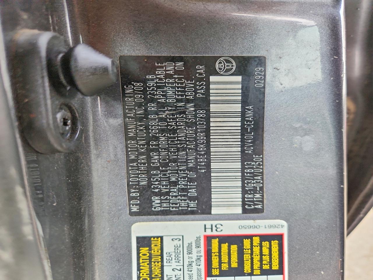 2009 TOYOTA CAMRY BASE photo 12