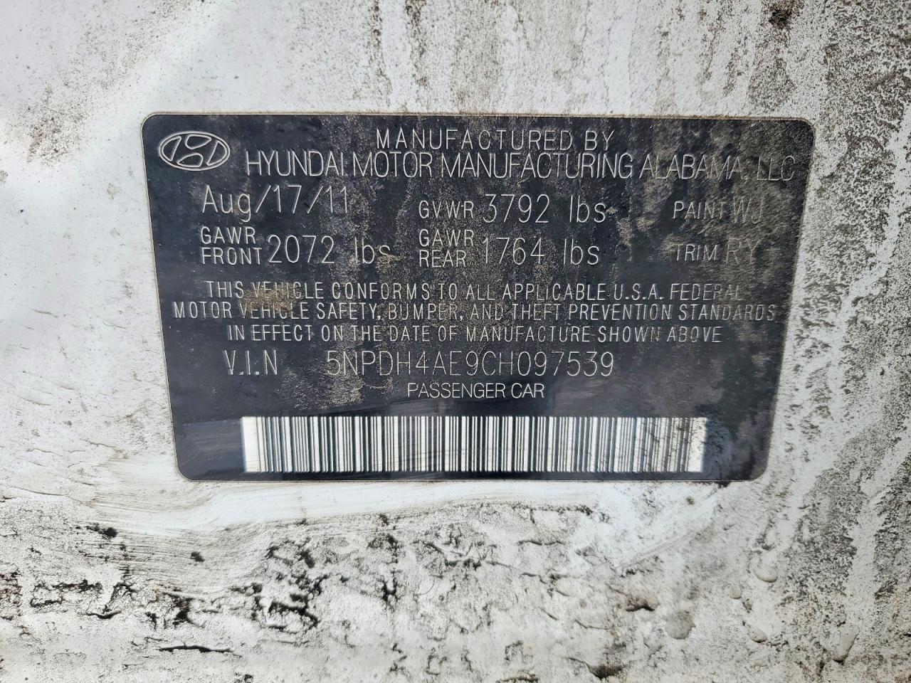 2012 HYUNDAI ELANTRA GLS photo 12