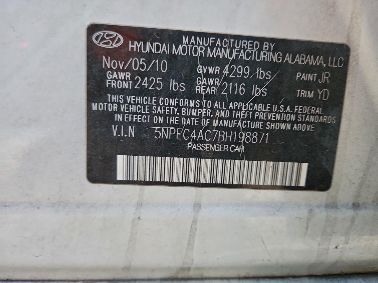 2011 HYUNDAI SONATA SE photo 12