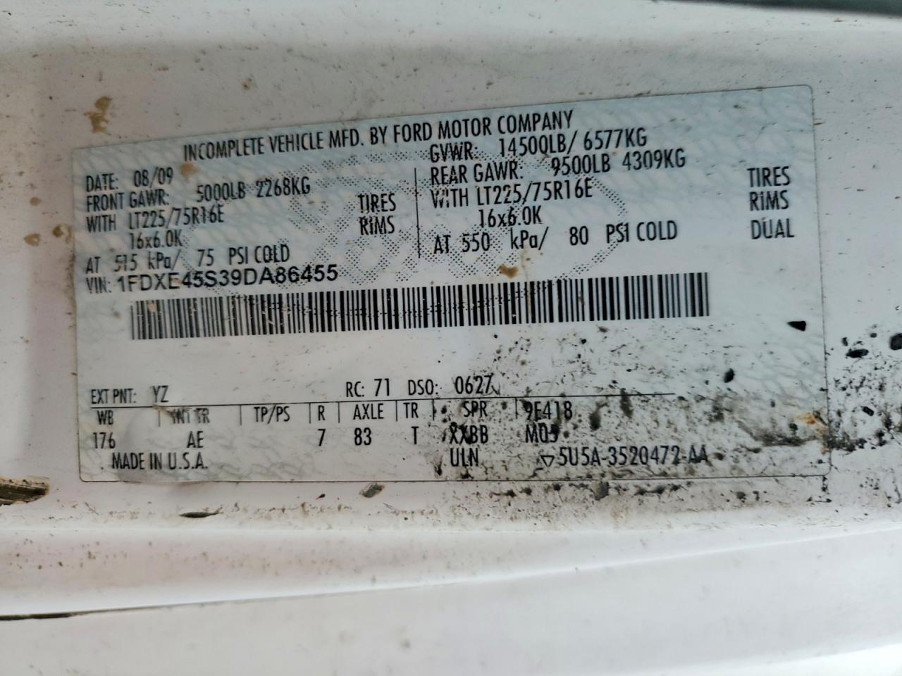 2009 FORD ECONOLINE E450 SUPER DUTY CUTAWAY VAN photo 12