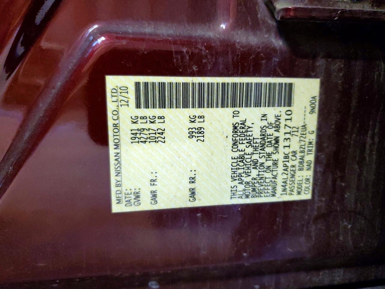 2011 NISSAN ALTIMA BASE photo 12
