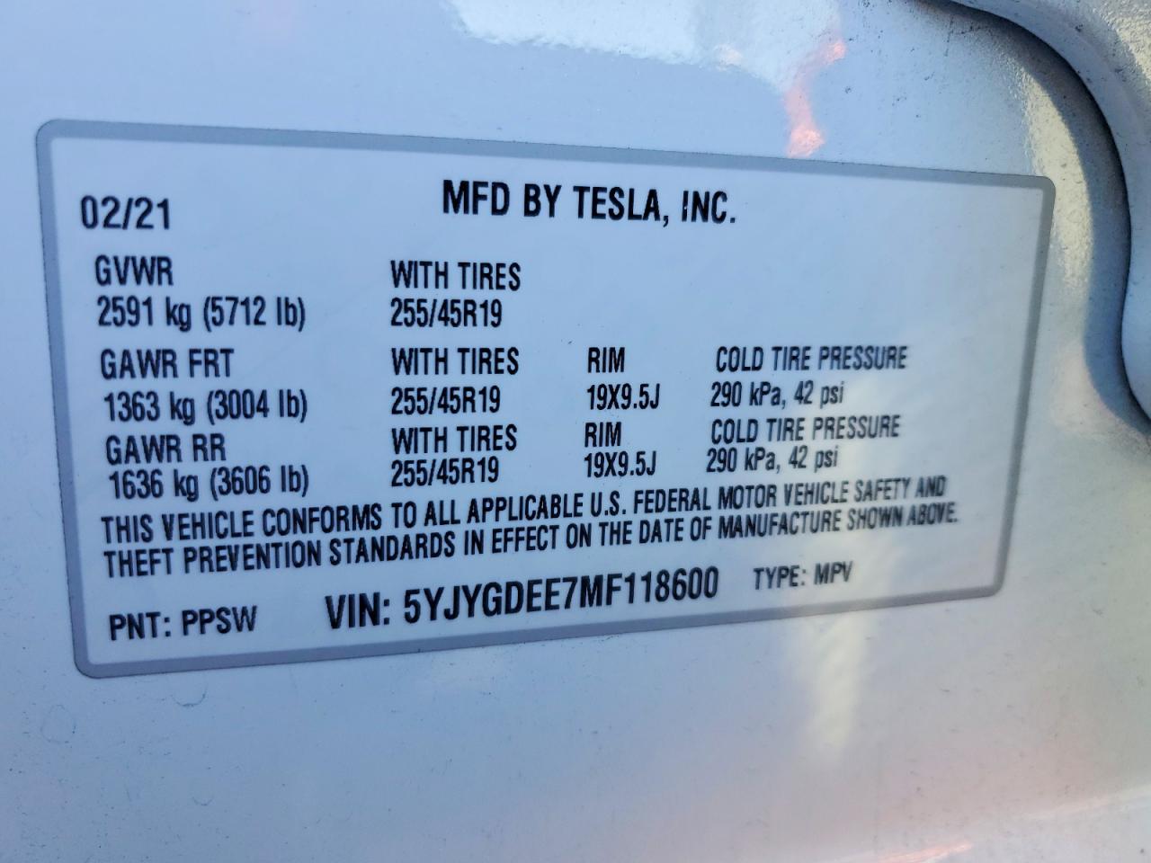 2021 TESLA MODEL Y photo 12