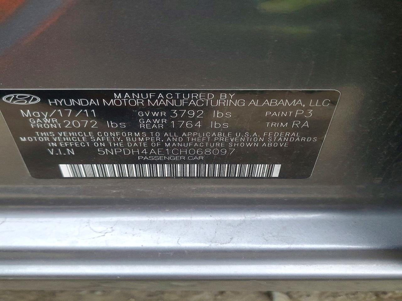 2012 HYUNDAI ELANTRA GLS photo 12