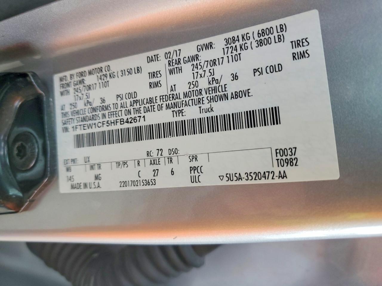 2017 FORD F150 SUPERCREW photo 12