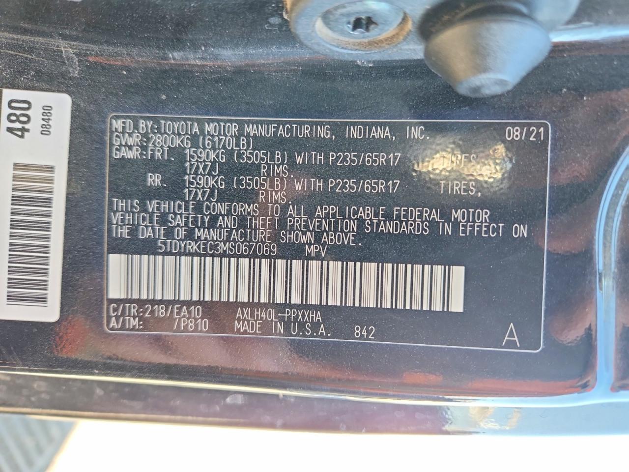 2021 TOYOTA SIENNA XLE photo 13