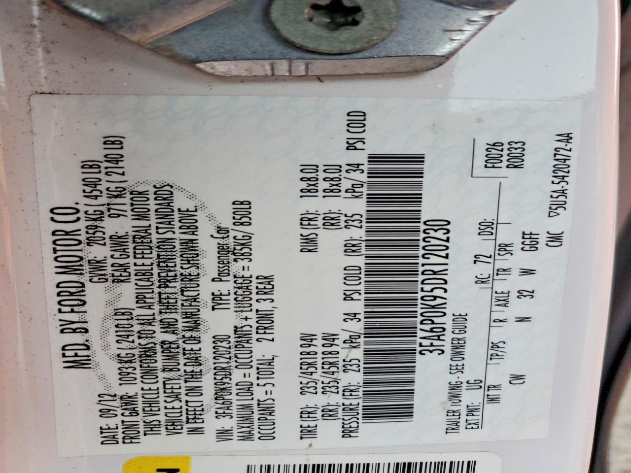 2013 FORD FUSION TITANIUM photo 12