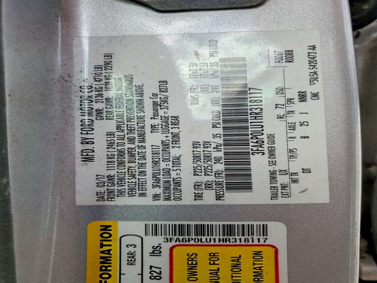 2017 FORD FUSION SE HYBRID photo 12
