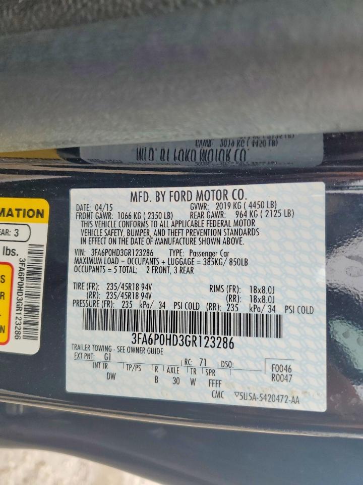 2016 FORD FUSION SE photo 12
