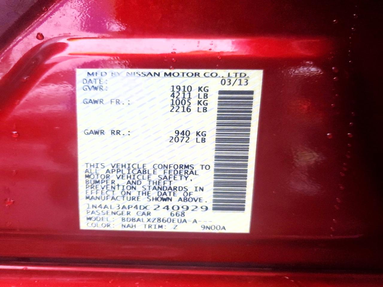2013 NISSAN ALTIMA 2.5 photo 12
