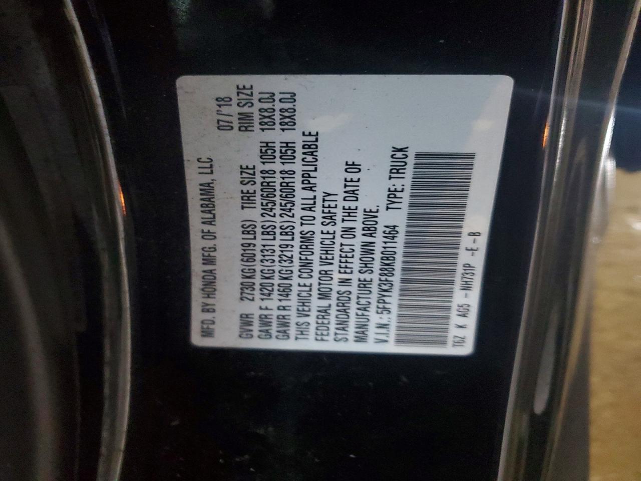 2019 HONDA RIDGELINE BLACK EDITION photo 23