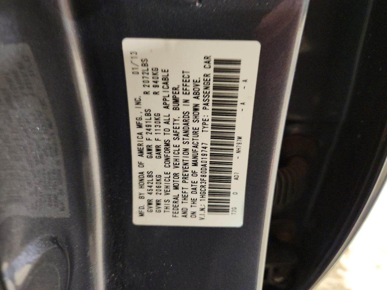 2013 HONDA ACCORD EXL photo 12