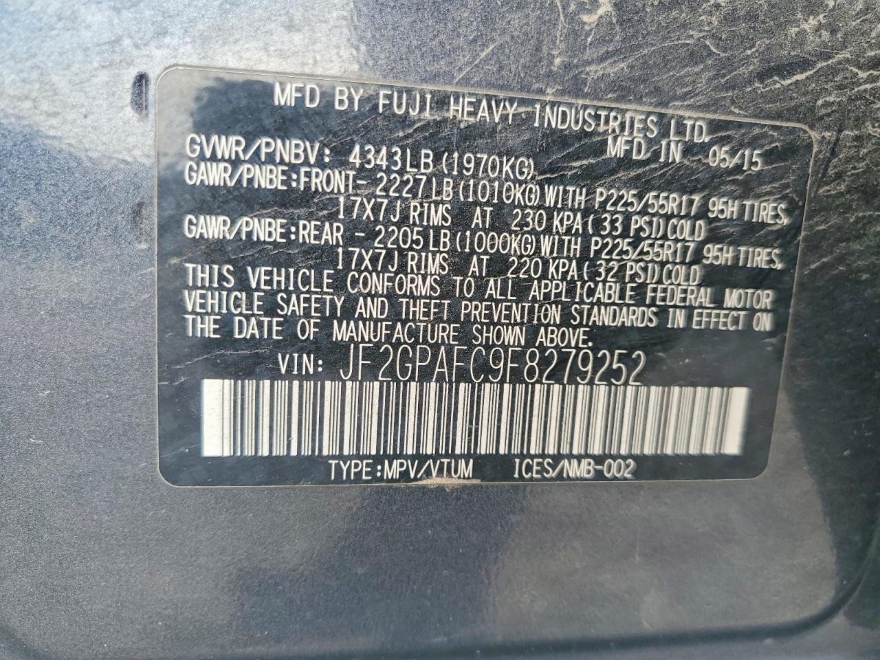 2015 SUBARU XV CROSSTREK 2.0 PREMIUM photo 12