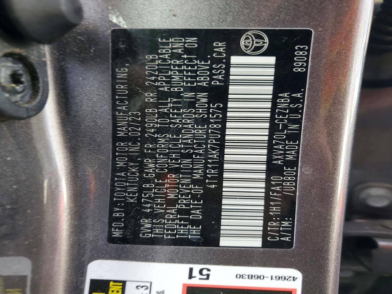 2023 TOYOTA CAMRY LE photo 12