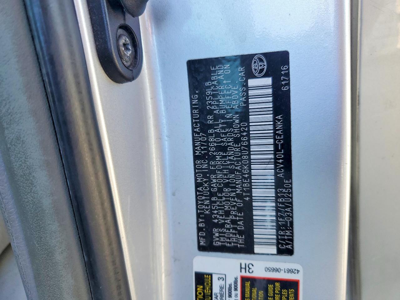 2008 TOYOTA CAMRY CE photo 13