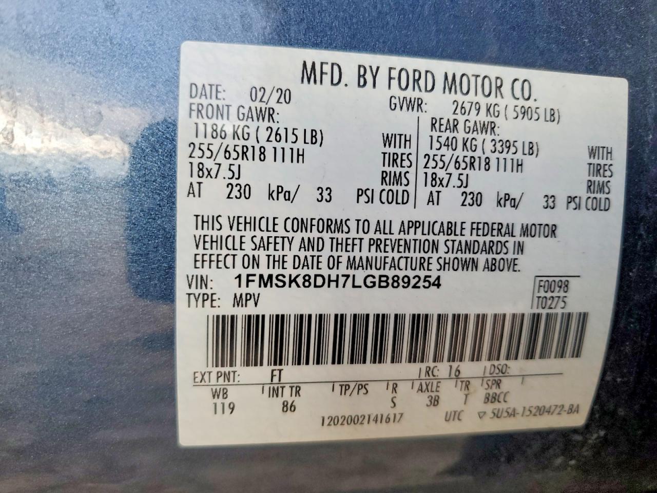 2020 FORD EXPLORER XLT photo 13