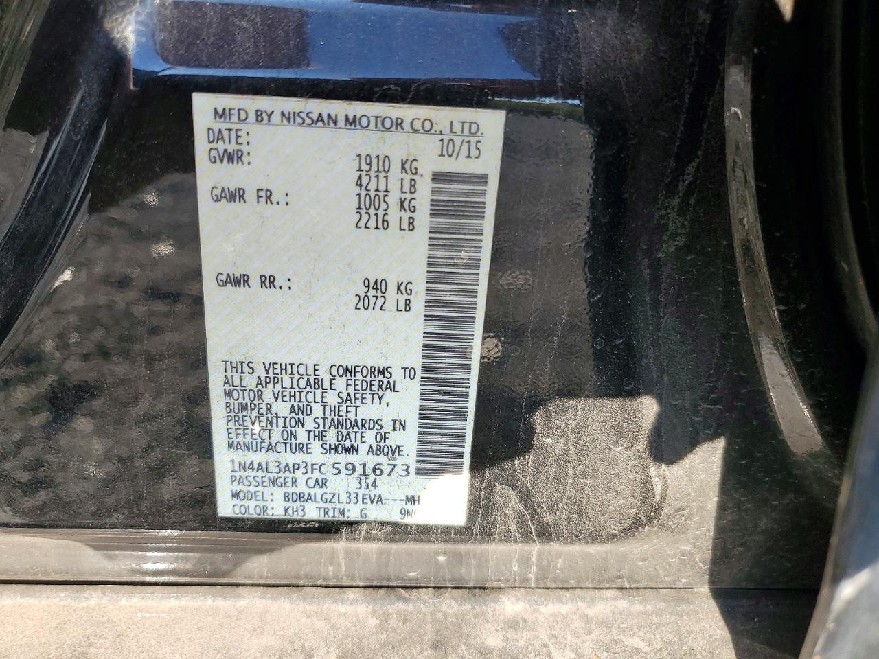 2015 NISSAN ALTIMA 2.5 photo 12