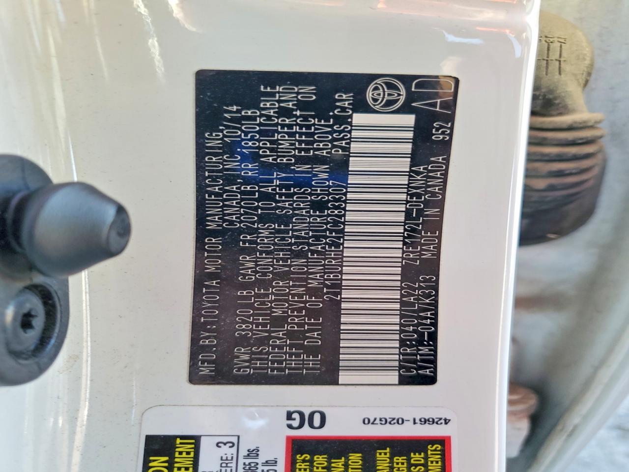 2015 TOYOTA COROLLA L photo 12
