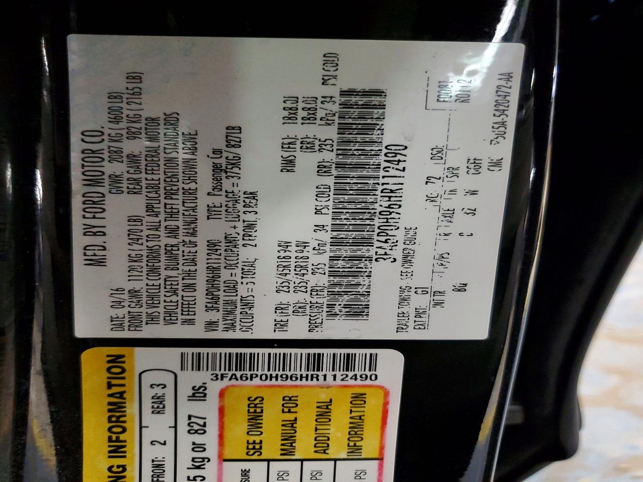 2017 FORD FUSION SE photo 12