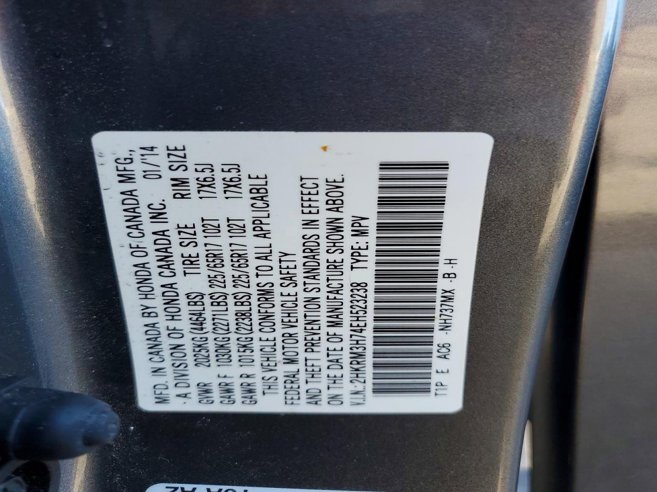 2014 HONDA CR-V EXL photo 14