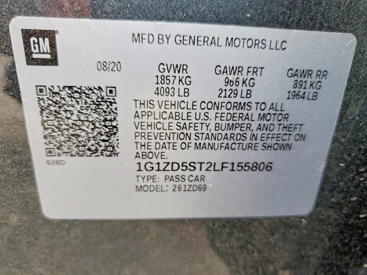 2020 CHEVROLET MALIBU LT photo 12