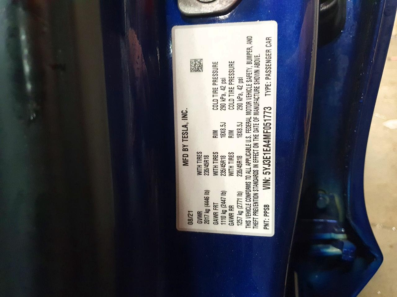 2021 TESLA MODEL 3 photo 12
