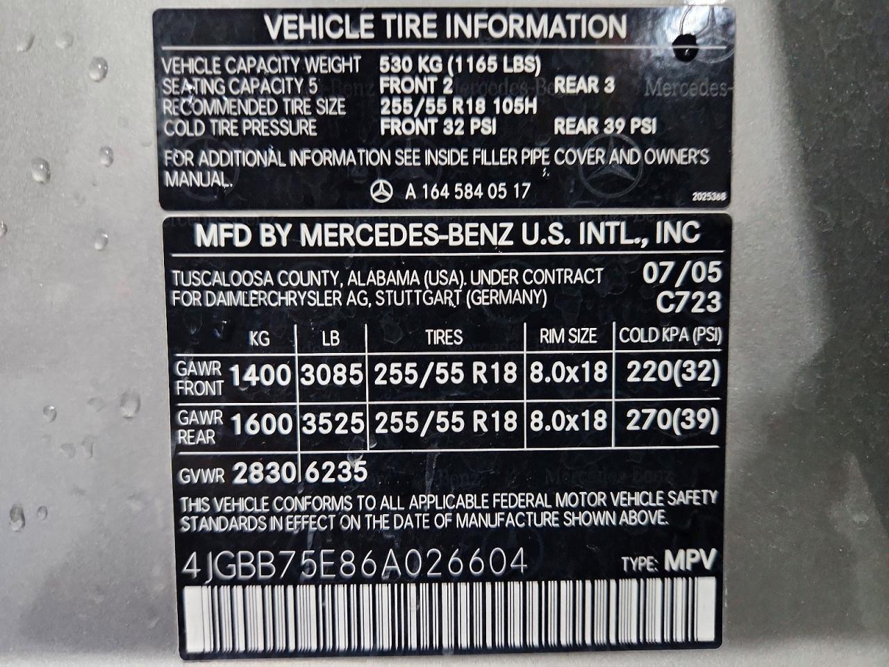 2006 MERCEDES-BENZ ML 500 photo 13