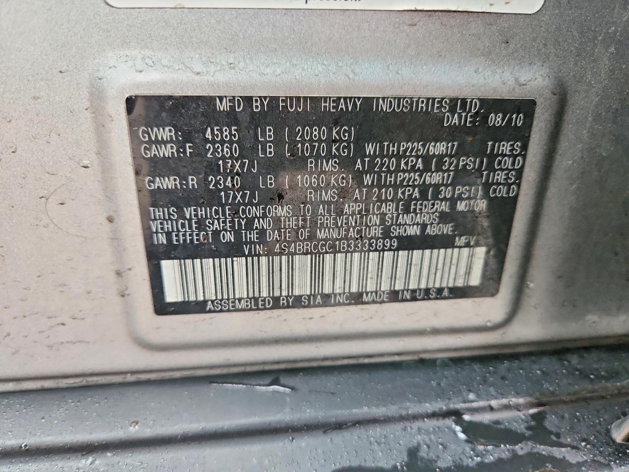 2011 SUBARU OUTBACK 2.5I PREMIUM photo 13