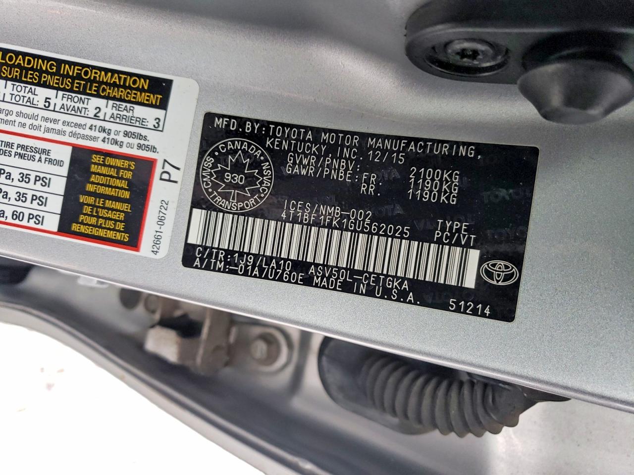 2016 TOYOTA CAMRY LE photo 12